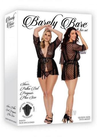 Barely B Sheer Polka Dot Robe Ps Blk