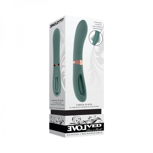 Evolved Chick Flick Rechargeable Vibrator With Flicker Silicone Mint