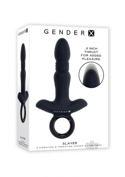 Gender X Slayer Rechargeable Ring Thruster Vibe Silicone Black