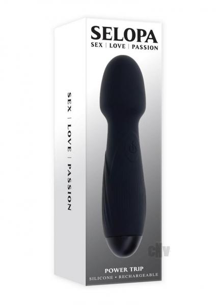 Selopa Power Trip Rechargeable Vibrating Wand Silicone Black