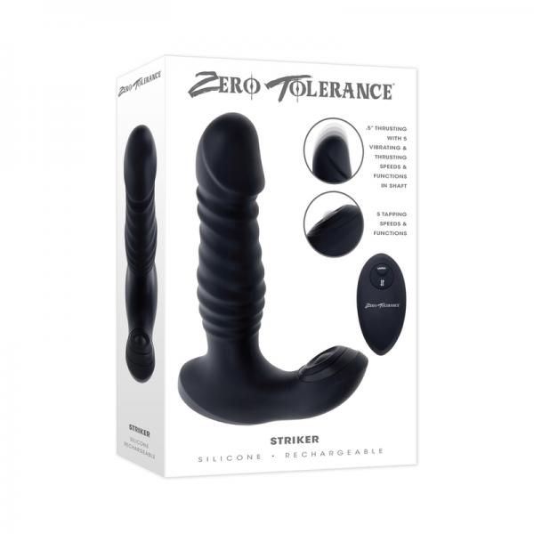 Zero Tolerance Striker Rechargeable Thrusting Anal Vibe With Remote Silicone Black