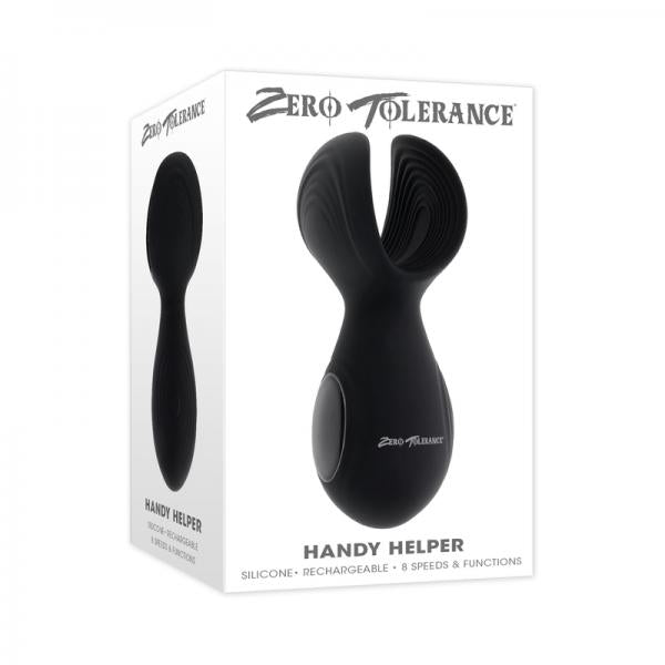 Zero Tolerance Handy Helper Rechargeable Vibrating Stroker Silicone Black