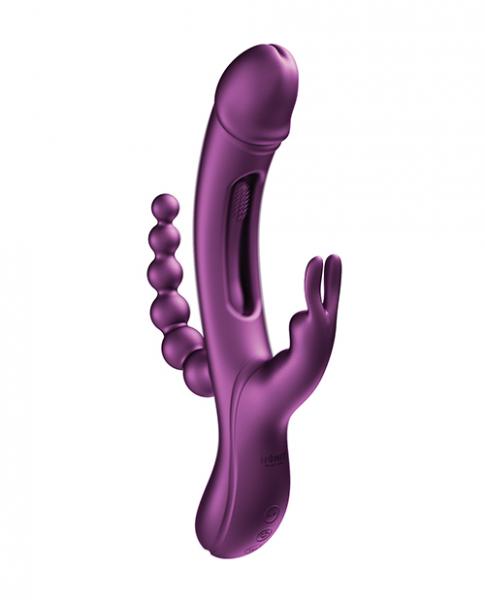 Trilux Kinky Finger Rabbit Vibrator With Anal Beads - Purple