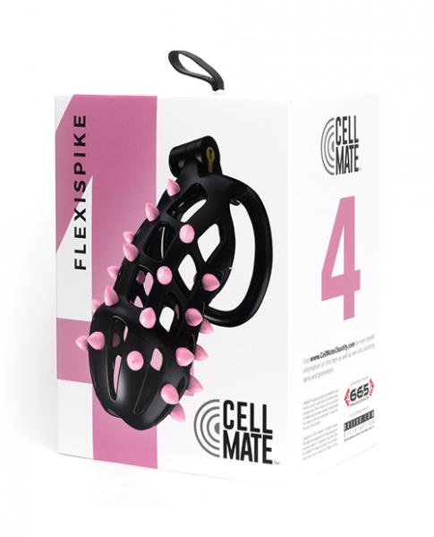 Sport Fucker Cellmate Flexispike Chastity Cage - Size 4 Black/pink