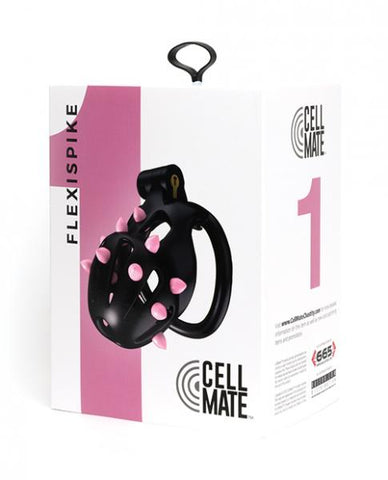 Sport Fucker Cellmate Flexispike Chastity Cage - Size 1 Black/pink