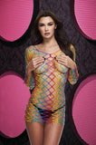 Lapdance Fencenet Rainbow Mini Dress O/s