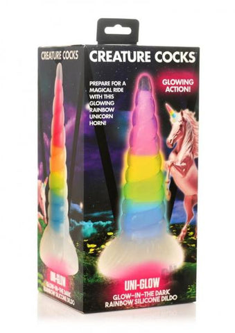 Uni-glow Glow-in-the-dark Rainbow Silicone Dildo