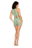 2 Pc Fishnet Crop Top & Skirt Set Seafoam O/s