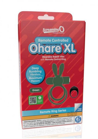Screaming O Ohare Remote Controlled Vibrating Ring - Xl Green