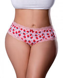 Sweet Treats Crotchless Boy Short W/wicked Sensual Care Strawberry Lube - Pink Qn