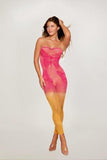 Two-tone Ombre Seamless Bodystocking Watermelon/mimosa O/s