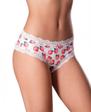 Sweet Treats Crotchless Boy Short W/wicked Sensual Care Peach Lube - White L/xl