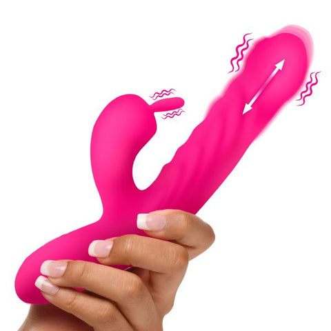 Thrusting And Vibrating Silicone Rabbit Vibrator