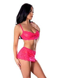 Get It Girl Lace Bra W/skirt & Thong - Pink L/xl