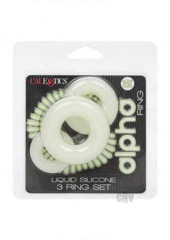 Alpha Liquid Silicone Glow In The Dark Cock Ring - Set Of 3