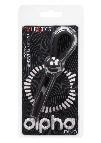 Alpha Liquid Silicone Lasso Cock Ring - Black