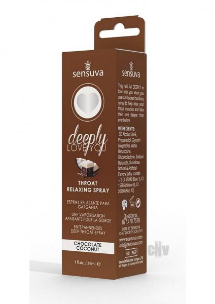 Sensuva Deeply Love You Throat Relaxing Spray Chocolate Coconut 1 Oz.