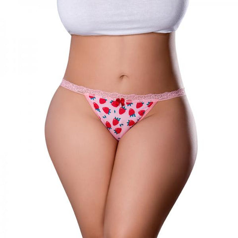Magic Silk Sweet Treats Split Back & Crotchless Panty With Lube Strawberry Queen Size