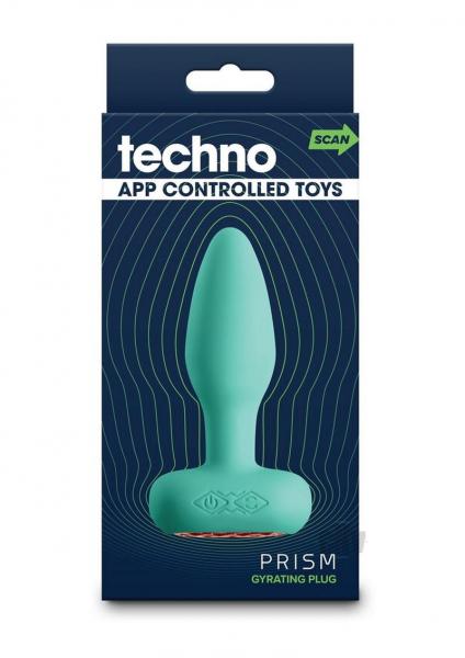 Techno Prism App-controlled Vibrating And Rotating Plug Teal