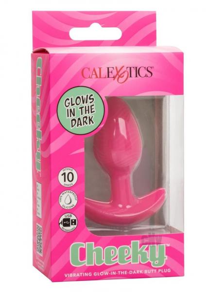 Cheeky Glow In The Dark Vibrating Butt Plug - Pink