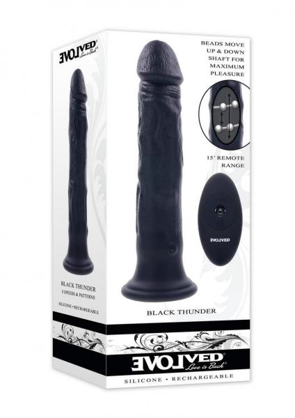 Evolved Black Thunder Vibrating Dildo With Moving Beads And Remote Control