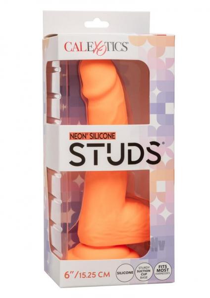 Silicone Studs Neon 6" Dildo - Orange