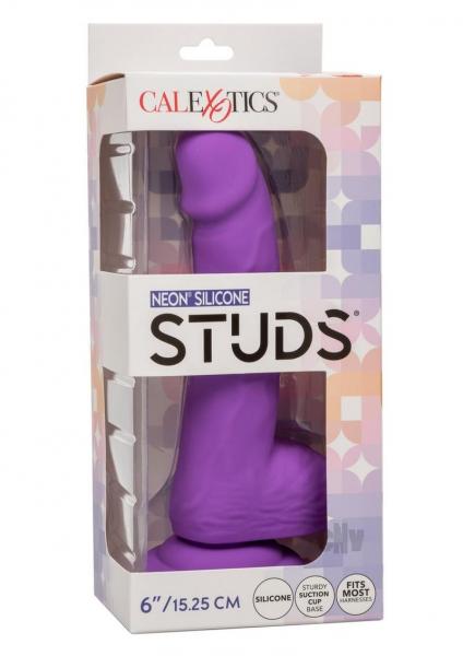 Silicone Studs Neon 6" Dildo - Purple