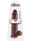 King Cock - 12in Cock W/ Balls Brown