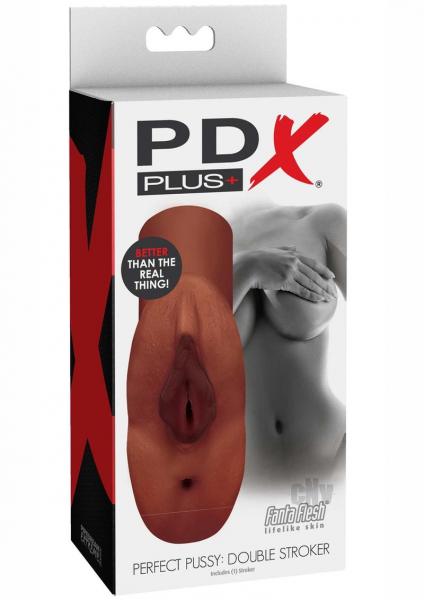 PDX Plus Perfect Pussy Double Stroker - Brown