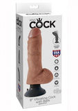 King Cock 8in Vib Cock w/Balls Tan