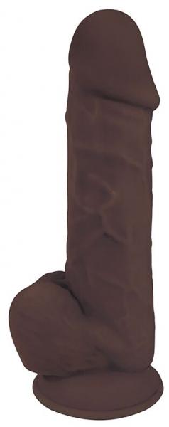 8 Inch Fleshstixxx Silicone Dildo With Balls - Chocolate