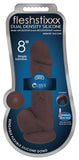 8 Inch Fleshstixxx Silicone Dildo With Balls - Chocolate