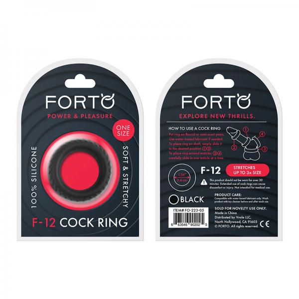 Forto F-12 35mm Liquid Silicone Cock Ring - Black