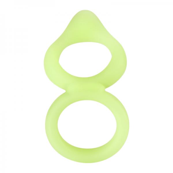 Forto F-88 Double Ring Liquid Silicone Cock Ring - Glow in the Dark