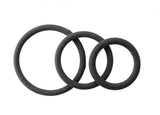 Spartacus Rubber Cock Ring Set - Black Pack of 3