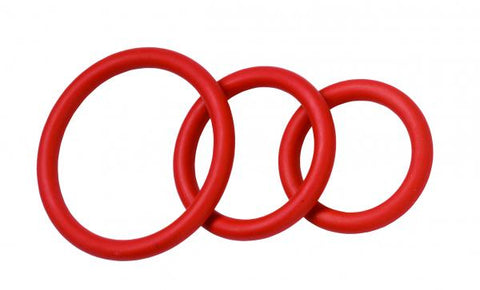 Spartacus Nitrile Cock  Ring Set - Red Pack of 3