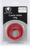 Spartacus Nitrile Cock  Ring Set - Red Pack of 3