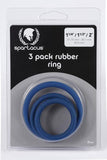 Spartacus Rubber Cock Ring Set- Blue Pack of 3