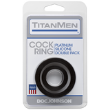 Titanmen Platinum Silicone Cock Ring - Black Pack of 2