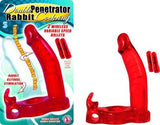 Double Penetrator Rabbit Cock Ring -Red