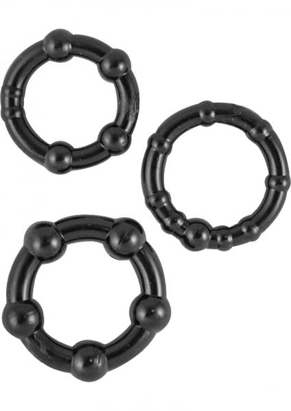 Ram Beaded Cockrings - Black Pack of 3