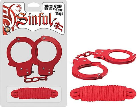 Sinful Metal Cuffs With Keys & - Love Rope