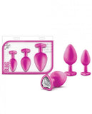 Blush Luxe Bling Plugs Training Kit - Pink w/White Gems