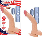 American Whopper 8in Curved Vibrating Dong, Balls