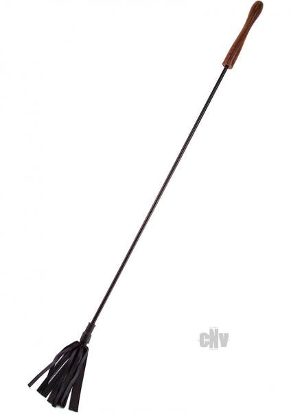 Rouge Leather Wooden Handle Riding Crop Black