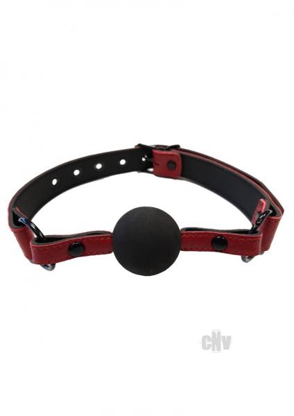 Leather Ball Gag With Rubber Ball  Burgunday & Black Accessories