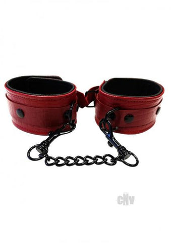 Leather Ankle Cuffs Burgunday & Black Accessories