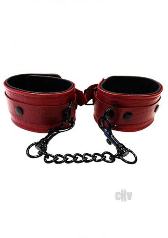 Leather Wrist Cuffs Burgunday & Black Accessories