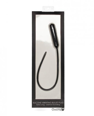 Vibrating Bullet Plug Extra Long Urethral Sound Black