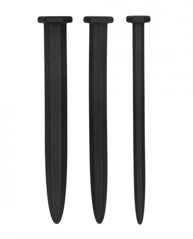 Silicone Rugged Nail Plug Set - Urethral Sounding -  Black